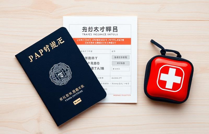 Passaporto, polizza assicurativa di viaggio e kit di pronto soccorso